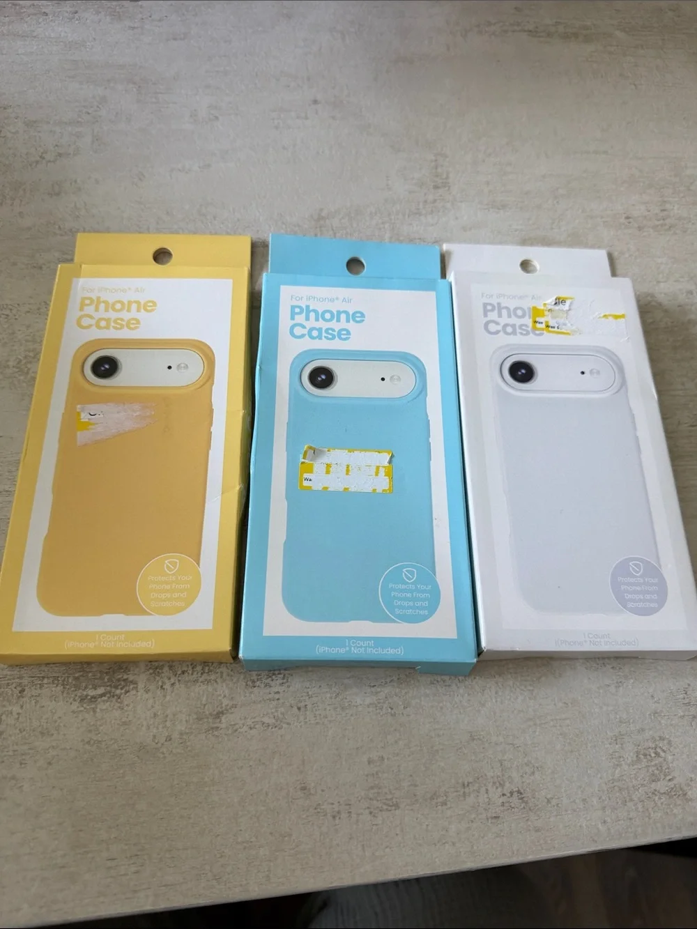 Lot of 3 Phone Cases for iPhone Air - Yellow, Blue, White